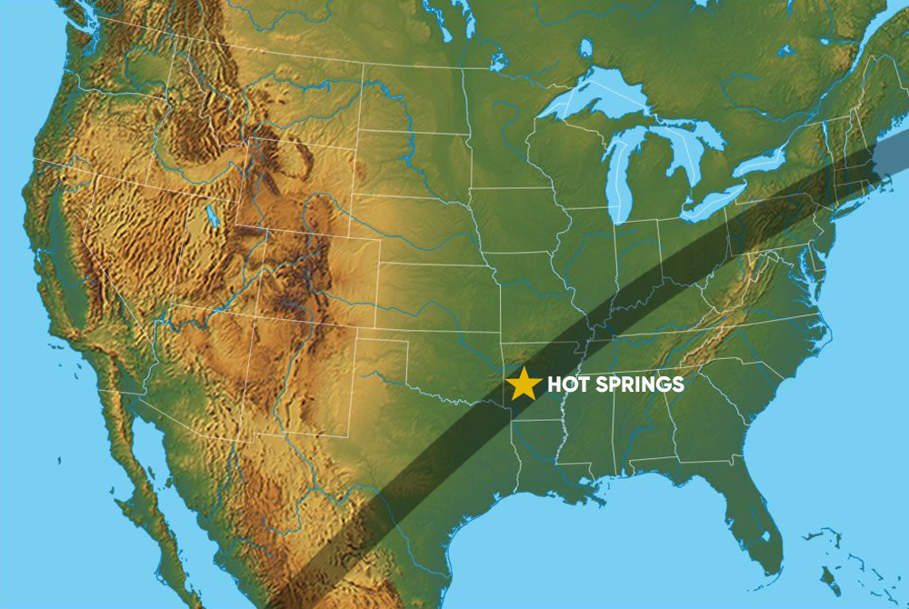 Eclipse 2024 Hot Springs, Arkansas The Path of Totality